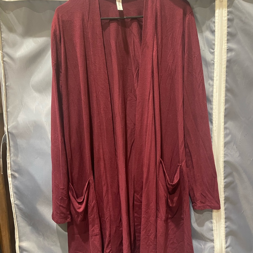 Zenana Outfitters Deep Red Cardigan